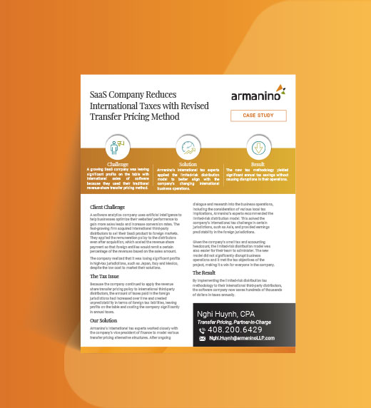 SaaS Company Reduces International Taxes With Revised Transfer Pricing Method