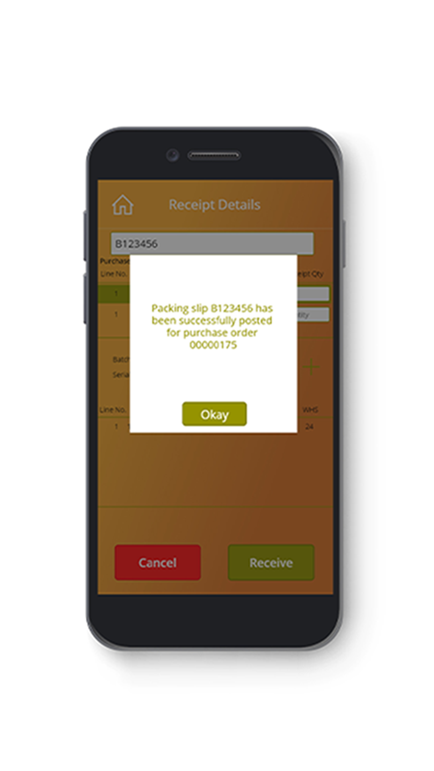 Purchase Order Receipt  Success Screen
